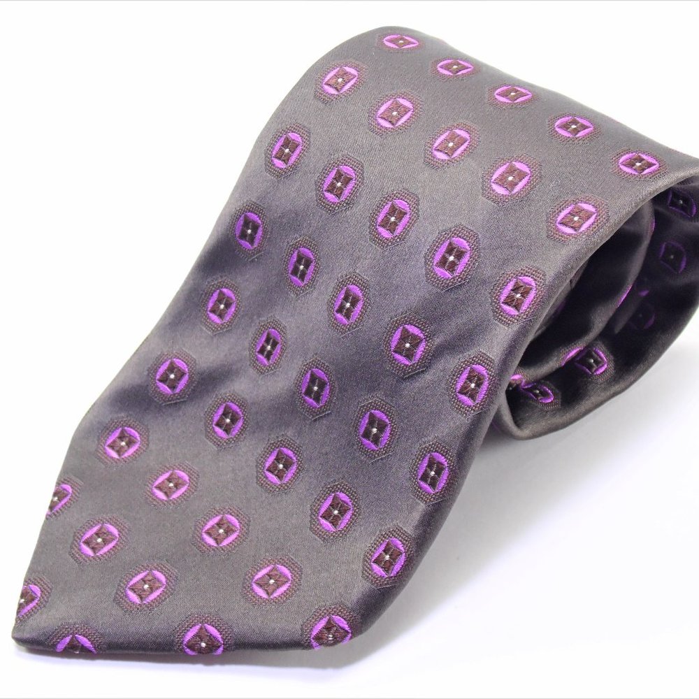 Boss Hugo Boss Brown Pink Medallion Silk Necktie